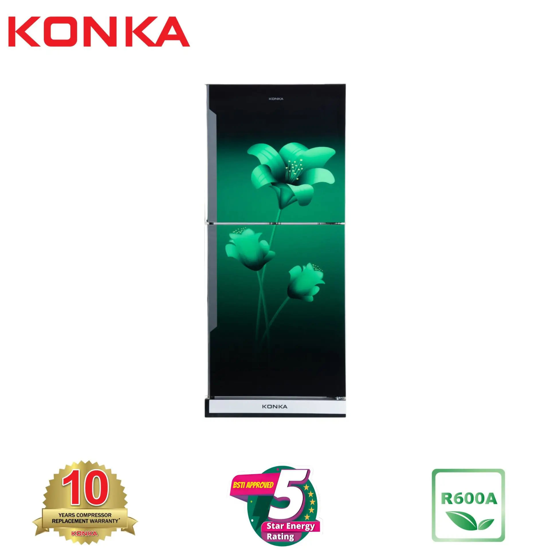 KONKA KRT-315GB Green Lily 2-Door Refrigerator Front View