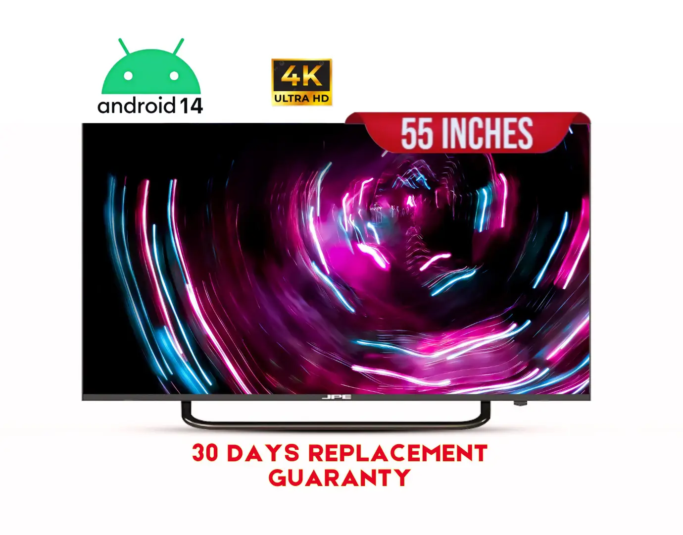 JPE E55Y74DSY 55 inch 4K Android Smart TV Front View