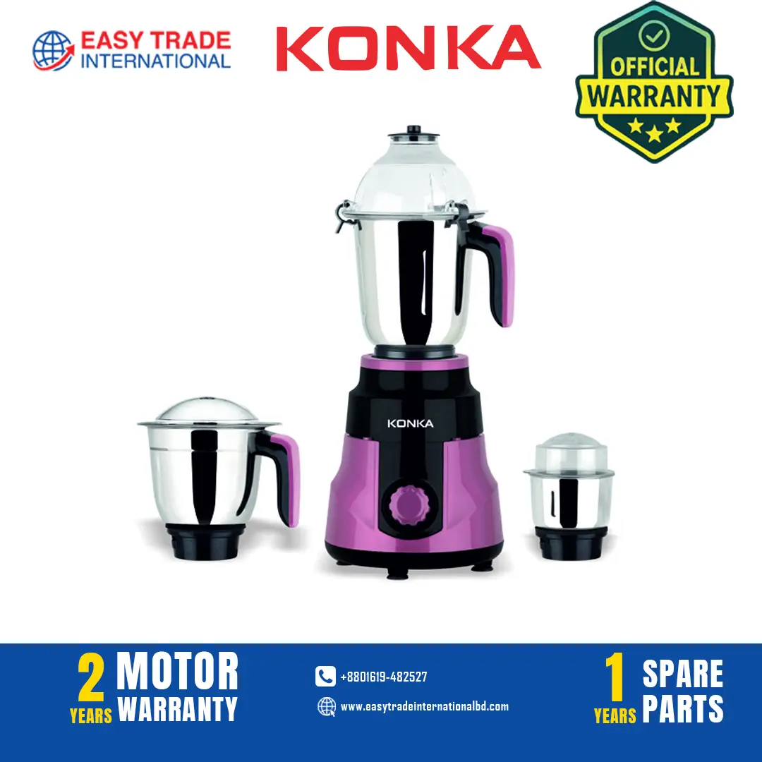 KONKA Creta Mixer Grinder 850W Purple – Stylish and Powerful 3 Jar Kitchen Appliance