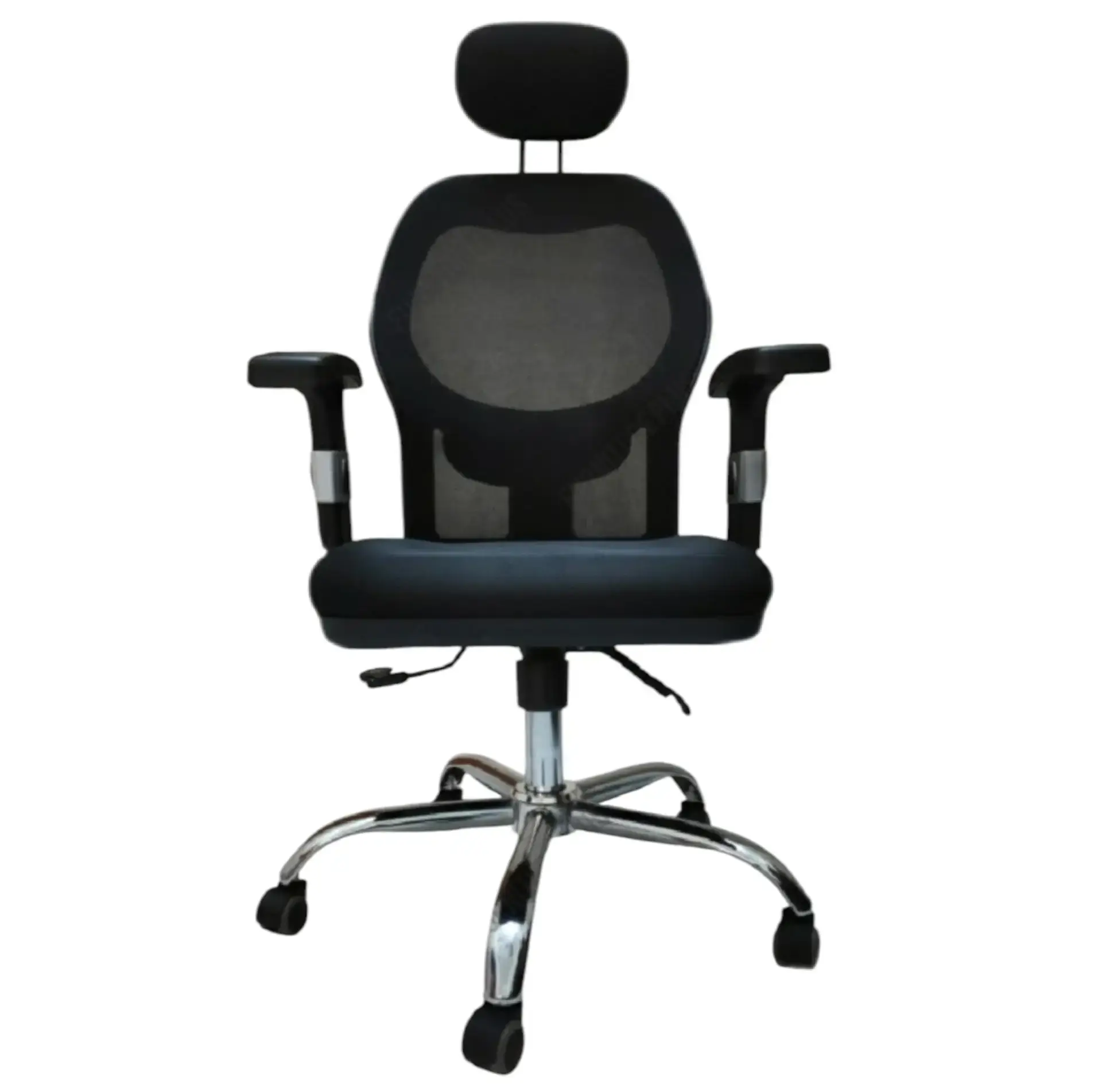 Black Office Manager Chair With Headrest , Manager Chair
