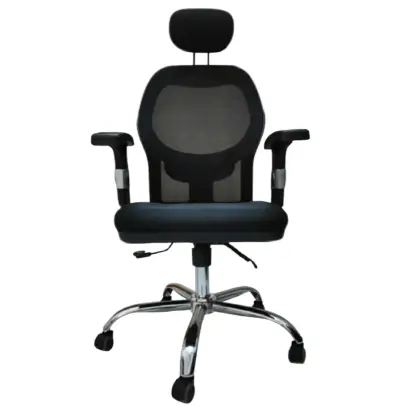 Black Office Manager Chair With Headrest , Manager Chair