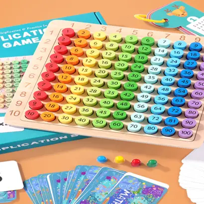 Wood Match Multiplication Toy, 3 in 1 Children Multiplication Board for Home