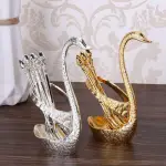 Spoon Set With Swan Stand - Golden and silver