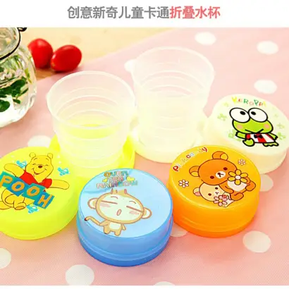 2 Ps ক্রিয়েটিভ অ্যানিমেল কার্টুন ফোল্ডিং কাপ চিলড্রেন কিডস পোর্টেবল ABS রিট্র্যাক্টেবল কাপ আউটডোর ট্রাভেল মগ