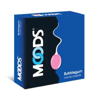MOODS Bubblegum Flavored Dotted Premium Condom - 3Pcs Pack