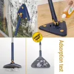 360° Rotatable Adjustable Triangle Multifunctional Cleaning Mop Triangle Mop with Stainless Steel Long Handle Push-Pull Squeezing Cleaning Mop for Floor Windows Ceiling