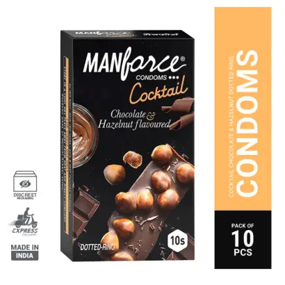 Manforce Cocktail with Dotted Rings Hazelnut & Chocolate Condom - 10Pcs Pack(India)
