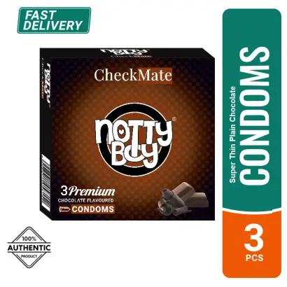 NottyBoy Checkmate Super Thin Plain Chocolate Flavoured Condom - 3Pcs Pack
