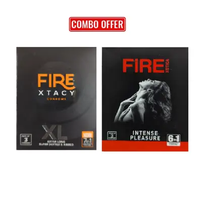 Fire Xtacy 7in1 XL - Xotica 6in1 Super Dotted & Ribbed Condom (Combo Pack) 3x2 = 6Pcs Pack