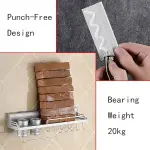 Aluminum Kitchen Storage Rack Pantry Pan Pot Organizer Cookware Holder Hooks Spice Dinnerware Shelf