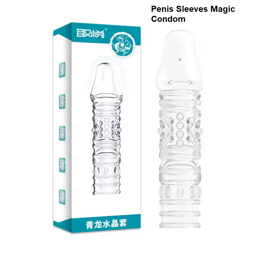 Magic Crystal Clear Dragon Condom For Men - Penis Cover Extender Enlargement Silicone Condom Reuseble
