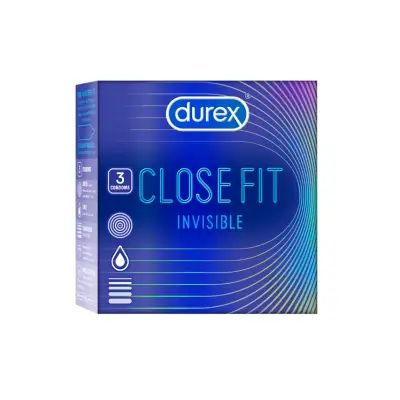 Durex Close Fit Invisible 49mm Small Better Fit Ultra Thin Condom - 3Pcs Pack