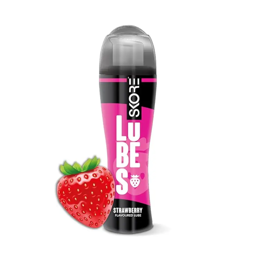 Skore Strawberry Flavored Water Based Lubricant Gel for Men & Women - 50ml