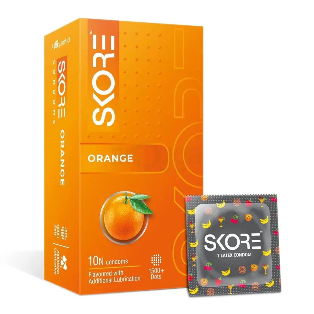 Skore Orange 1500+ Dotted Condom - 10Pcs Pack(India)