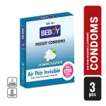 Beboy Extra Time Air Thin Invisible Condom (Jasmine Flavoured) - 3Pcs Pack(India)