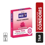 Beboy Extra Time Big Dotted Condom (Rose Flavoured) - 3Pcs Pack(India)