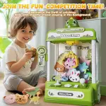 Skirfy Dinosaur Claw Machines,Electronic Arcade Game Vending Machine with Adjustable Sound& 32Pcs Mini Prizes,Candy Grabber Prize Dispenser Toys for Boys Girls,Birthday Toy Gifts for Kids