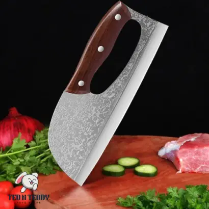 Kitchen Household Slicing 50Cr15MoV Steel Wood Handle 24cm