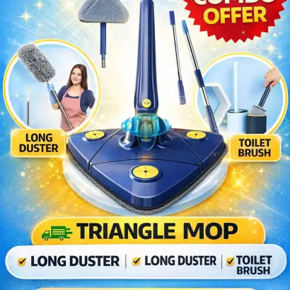3 IN 1 COMBO Set Triangle Mop, Long Duster & Toilet Brush