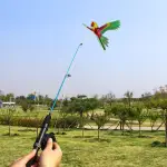 Fishing Rod Kite, 3D Dynamic Kite Mini Eagle Swallow Children Hand-held Plastic Traditional Small Kite Animal