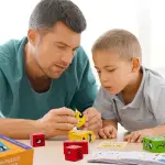 Face Changing Building Blocks Game - Match Puzzles and Expressions for Family Fun，Wood Material，with Small Bells (white-4p(64 cards-2.5cm blocks-16pcs-ring))