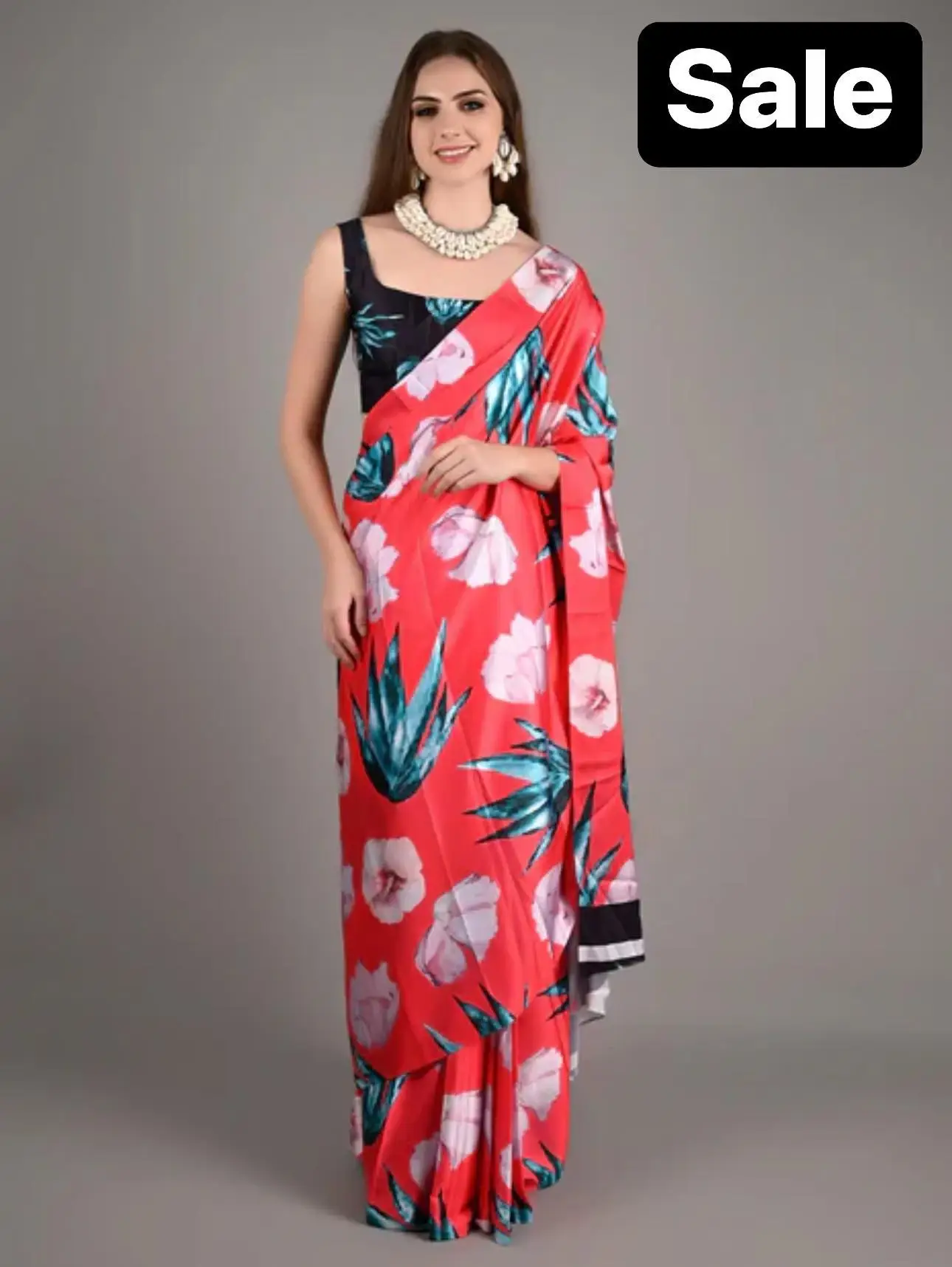Super demanding digital printed satin crepe silk saree