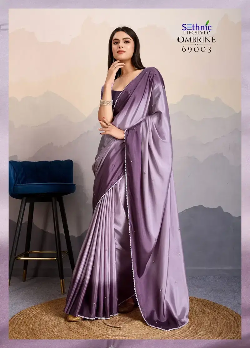 Ombrine by sethnic satin party saree