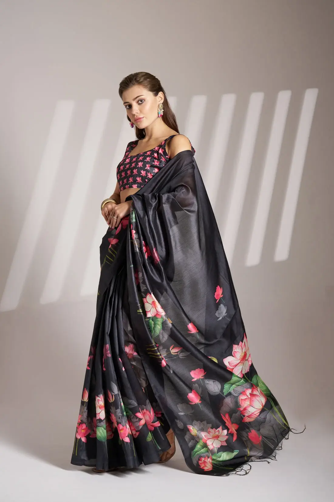 Black Tussar silk saree