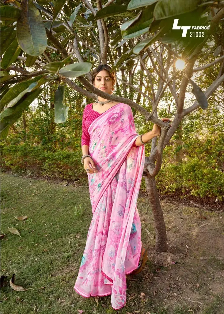 Chiffon weaving Zari saree