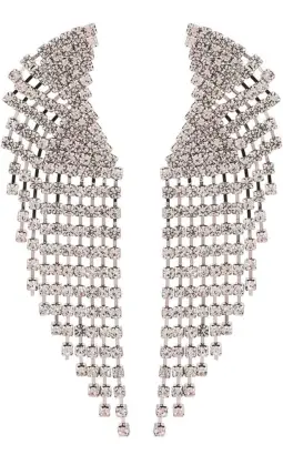 Long tassel full crystal earrings