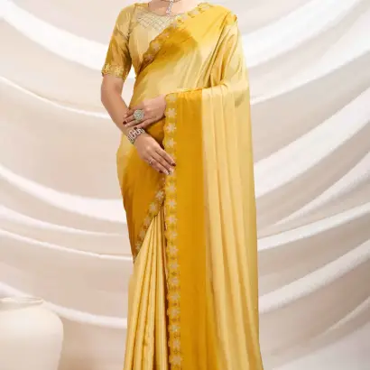Gold two tone Ombre crepe party saree