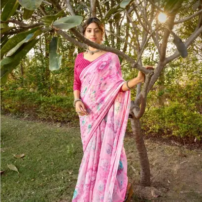 Chiffon weaving Zari saree