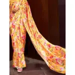 Crepe Satin Digital Print Yellow Saree