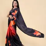 Lucaya Vol 2 Black Satin Silk Saree With Rich Print
