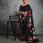 Black Tussar silk saree