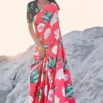 Super demanding digital printed satin crepe silk saree