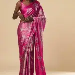Pink Tie & Dye Designer Pure Satin Silk Saree