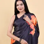 Lucaya Vol 2 Black Satin Silk Saree With Rich Print