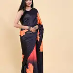 Lucaya Vol 2 Black Satin Silk Saree With Rich Print