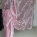 Pink shimmery organza saree