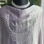 Light purple shimmery party saree with Swarovski stonework