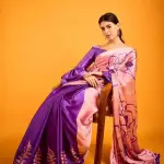 Stunning Pink & Purple Designer Satin Silk Saree
