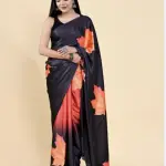Lucaya Vol 2 Black Satin Silk Saree With Rich Print