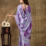 Purple tie & dye satin silk saree