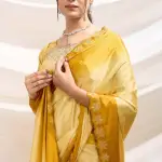 Gold two tone Ombre crepe party saree