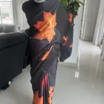 Lucaya Vol 2 Black Satin Silk Saree With Rich Print