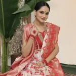 White & Red Linen Cotton Saree