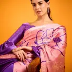 Stunning Pink & Purple Designer Satin Silk Saree