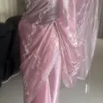 Pink shimmery organza saree