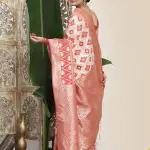 White & Red Linen Cotton Saree